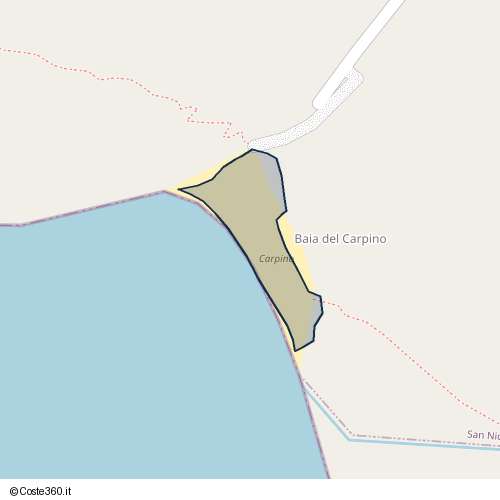 Posizione della spiaggia Spiaggia nei pressi di Profondiero, San Nicola Arcella, 87029