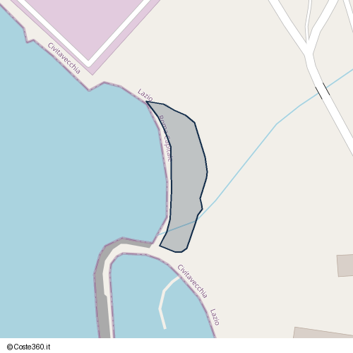 Posizione della spiaggia Spiaggia nei pressi di Strada della Torre Valdaliga, Civitavecchia