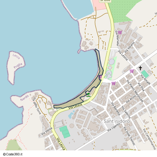 Posizione della spiaggia Spiaggia nei pressi di Via Leuca, Frascone, Nardò