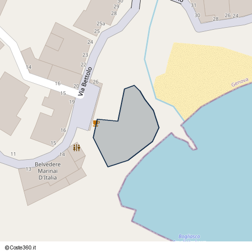Posizione della spiaggia Spiaggia nei pressi di Belvedere Marinai d'Italia, Bogliasco, 16031