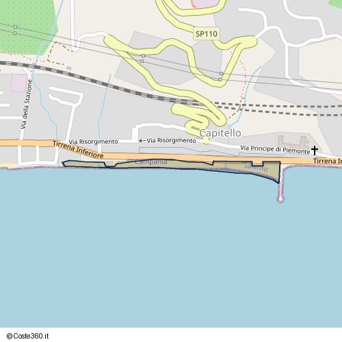 Posizione della spiaggia Spiaggia nei pressi di Tirrena Inferiore, Capitello, 84067