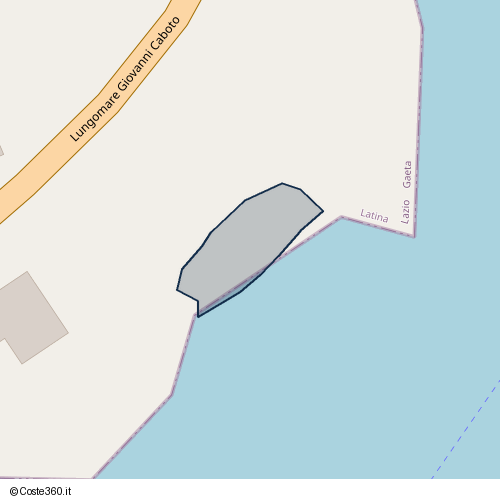 Posizione della spiaggia Spiaggia nei pressi di Lungomare Giovanni Caboto, Gaeta, 04024