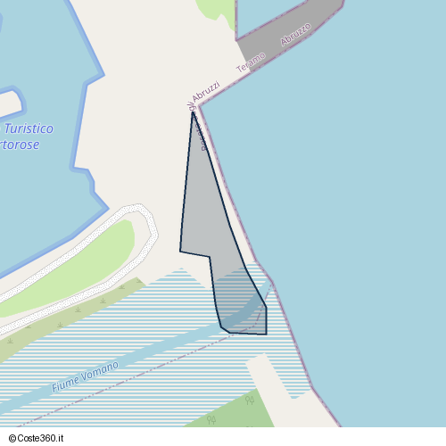 Posizione della spiaggia Spiaggia nei pressi di Via Tamigi 1, Roseto degli Abruzzi, 64026