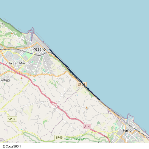 Posizione della spiaggia Spiaggia nei pressi di Via Marina Ardizia, Pesaro, 61121