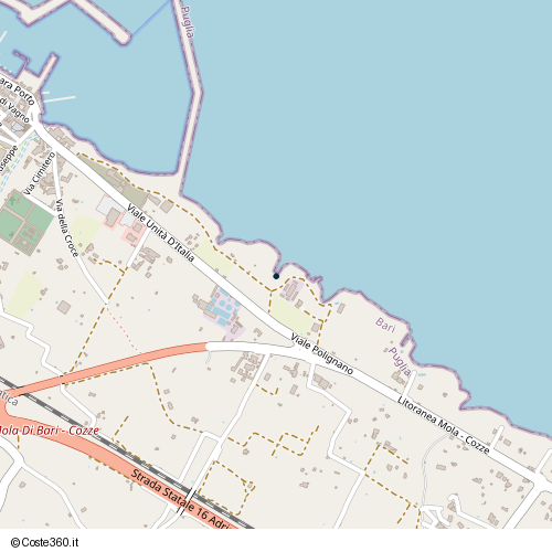 Posizione della spiaggia Spiaggia nei pressi di Viale Unità D'Italia, Mola di Bari, 70042