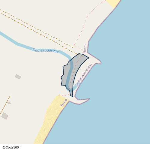 Posizione della spiaggia Spiaggia nei pressi di Strada Vicinale Santu Lussurgiu, Tortolì, 08048