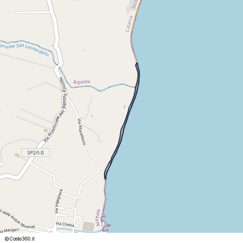 Posizione della spiaggia Spiaggia nei pressi di Via Altarellazzo, Acireale, 95024