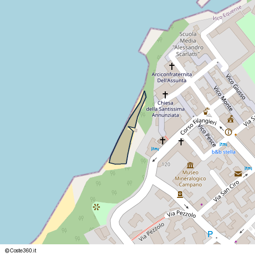 Posizione della spiaggia Spiaggia nei pressi di Corso Filangieri 127, Vico Equense, 80066