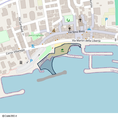 Posizione della spiaggia Spiaggia nei pressi di Via Martiri della Libertà, Riva Ligure, 18015
