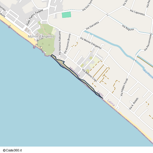 Posizione della spiaggia Spiaggia nei pressi di Via A. David, Minturno, 04026