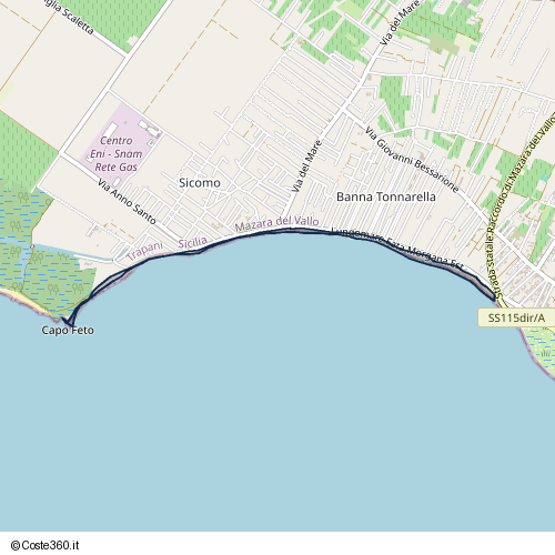 Posizione della spiaggia Spiaggia nei pressi di Lungomare Fata Morgana Est, Mazara del Vallo, 91026