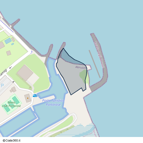 Posizione della spiaggia Spiaggia nei pressi di Via Tamigi 1, Roseto degli Abruzzi, 64026