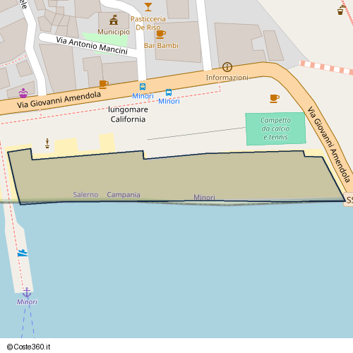 Posizione della spiaggia Spiaggia nei pressi di Via Giovanni Amendola, Minori, 84011