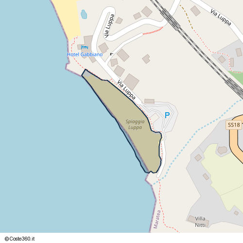 Posizione della spiaggia Spiaggia nei pressi di Via Luppa, Maratea