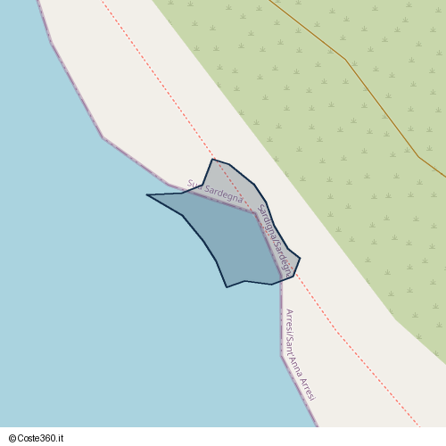 Posizione della spiaggia Spiaggia nei pressi di Arresi/Sant'Anna Arresi, 09010