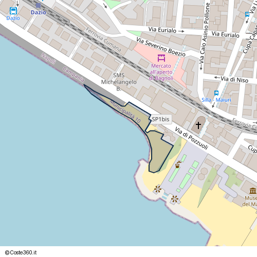 Posizione della spiaggia Spiaggia nei pressi di Via di Pozzuoli, Bagnoli, Napoli, 80124