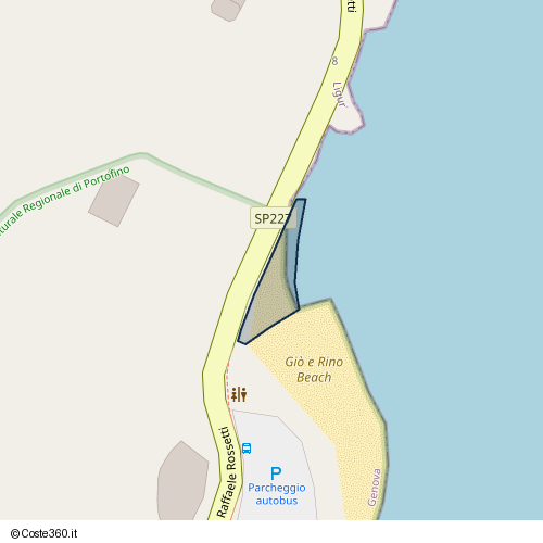 Posizione della spiaggia Spiaggia nei pressi di Lungomare Raffaele Rossetti, Santa Margherita Ligure, 16038