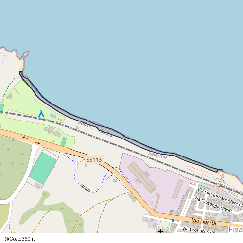 Posizione della spiaggia Spiaggia nei pressi di Ponte Arancio, Finale, 90010