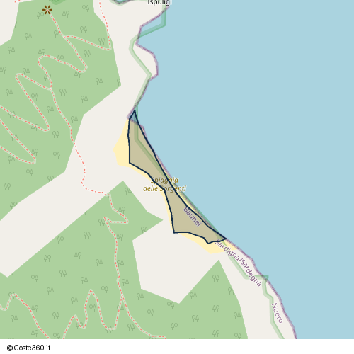 Posizione della spiaggia Spiaggia nei pressi di Sentiero Vecchio Cala Mariolu, Baunei, 08040