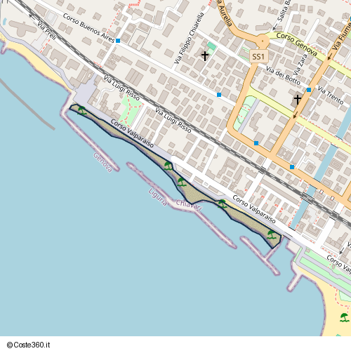 Posizione della spiaggia Spiaggia nei pressi di Lungomare, Sampierdicanne, Chiavari, 16043