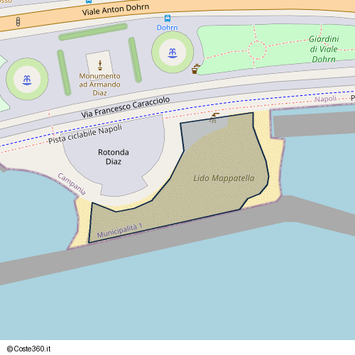 Posizione della spiaggia Spiaggia nei pressi di Rotonda Diaz, Chiaia, Napoli, 80122