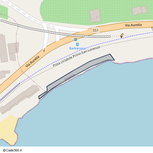 Posizione della spiaggia Spiaggia nei pressi di Pista ciclabile Prino-San Lorenzo, Imperia, 18017