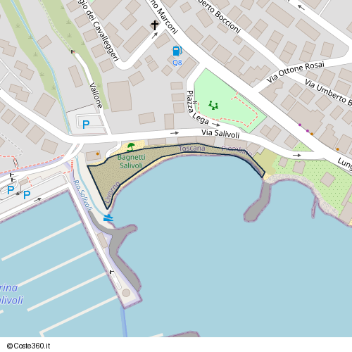 Posizione della spiaggia Spiaggia nei pressi di Via Salivoli, Salivoli, Piombino