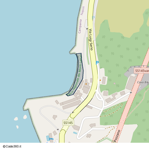 Posizione della spiaggia Spiaggia nei pressi di Via Luigi Serio, Vico Equense, 80069