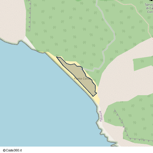 Posizione della spiaggia Spiaggia nei pressi di al belvedere, Montemarcello, 19031