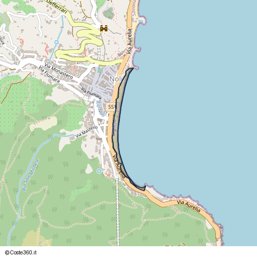 Posizione della spiaggia Spiaggia nei pressi di Passeggiata dei Pescatori, Noli, 17026