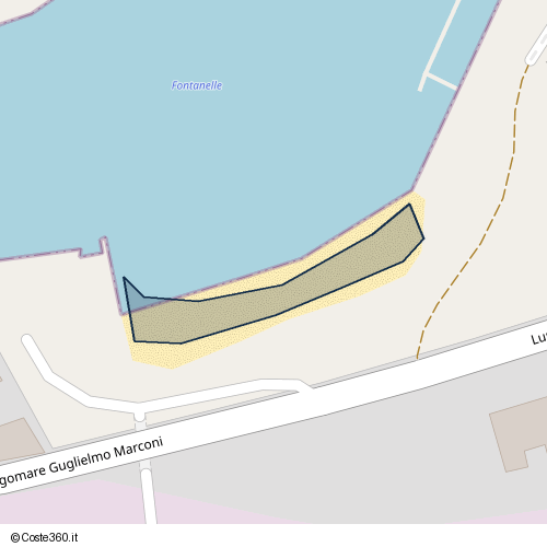 Posizione della spiaggia Spiaggia nei pressi di Lungomare Guglielmo Marconi, Gallipoli, 73014