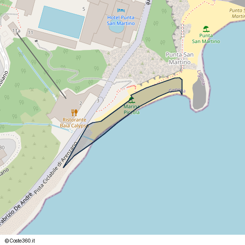 Posizione della spiaggia Spiaggia nei pressi di Lungomare Fabrizio De Andrè, Borghetto, Arenzano, 16011