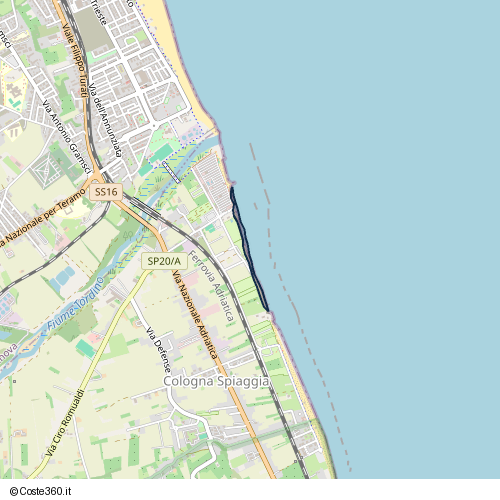 Posizione della spiaggia Spiaggia nei pressi di Via del Mare, Roseto degli Abruzzi, 64021