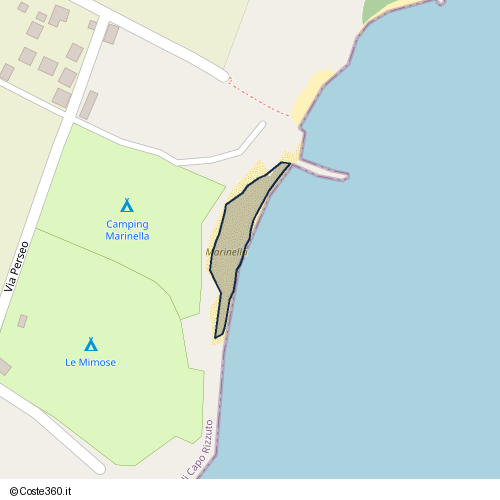 Posizione della spiaggia Spiaggia nei pressi di Via Perseo, Isola di Capo Rizzuto