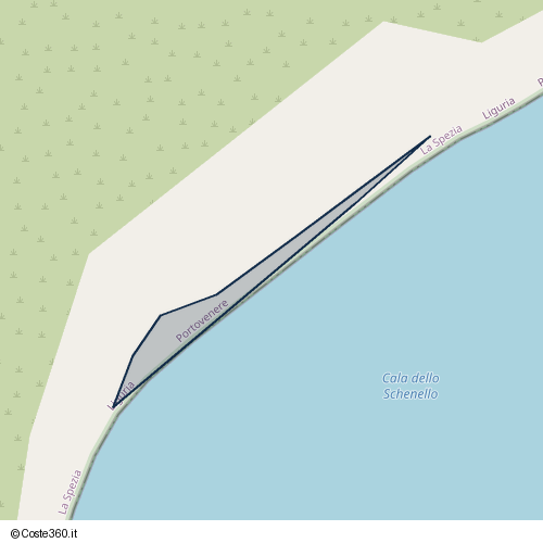 Posizione della spiaggia Spiaggia nei pressi di Strada dei condannati, Porto Venere, 19025