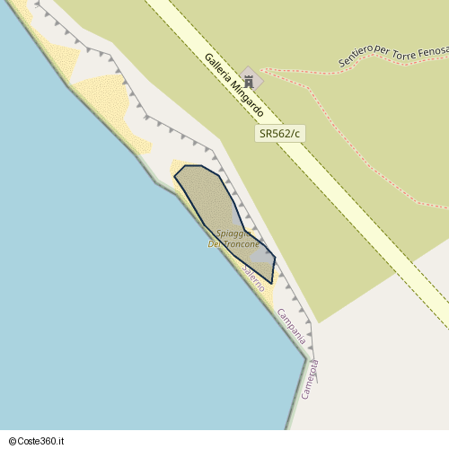 Posizione della spiaggia Spiaggia nei pressi di Galleria Mingardo, Camerota, 84059