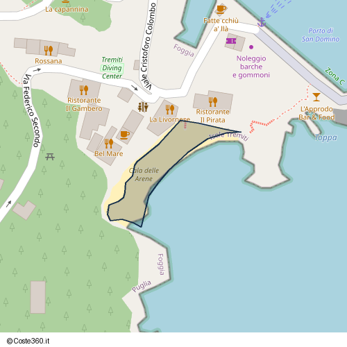 Posizione della spiaggia Spiaggia nei pressi di Via Federico II, San Nicola, 71051