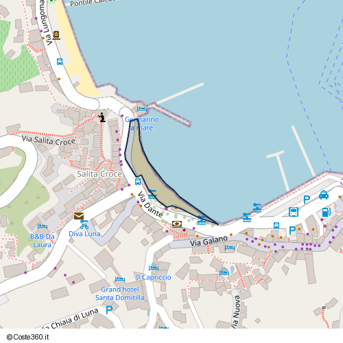 Posizione della spiaggia Spiaggia nei pressi di Via Dante, Ponza, 04027