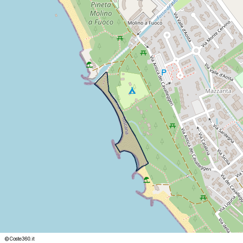 Posizione della spiaggia Spiaggia nei pressi di Via Antica dei Cavalleggeri, Rosignano Marittimo, 57016