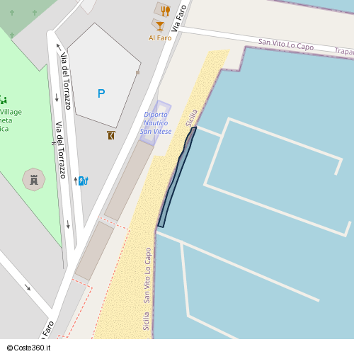 Posizione della spiaggia Spiaggia nei pressi di Via Faro, San Vito Lo Capo, 91030