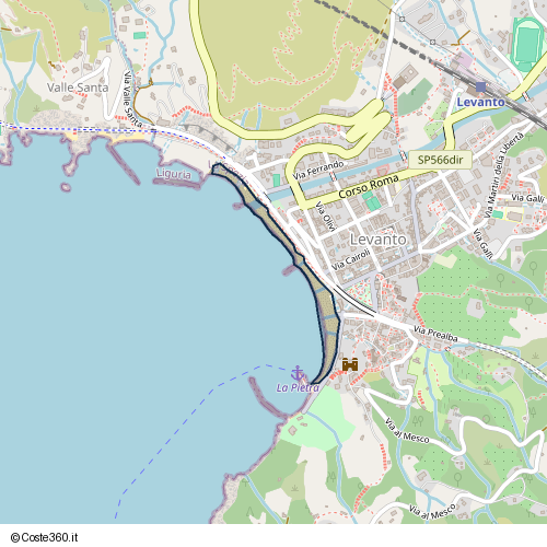 Posizione della spiaggia Spiaggia nei pressi di Passeggiata a Mare, Levanto, 19015