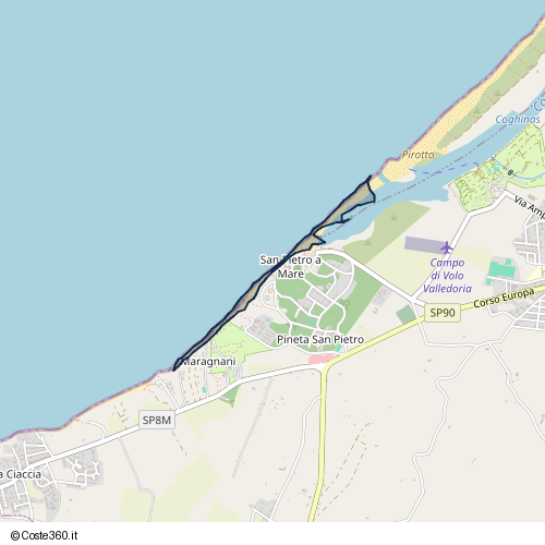 Posizione della spiaggia Spiaggia nei pressi di Codaruina/Valledoria, 07039