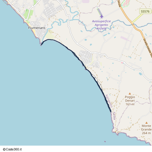 Posizione della spiaggia Spiaggia nei pressi di Via Gaetano Carrano, Agrigento, 92100