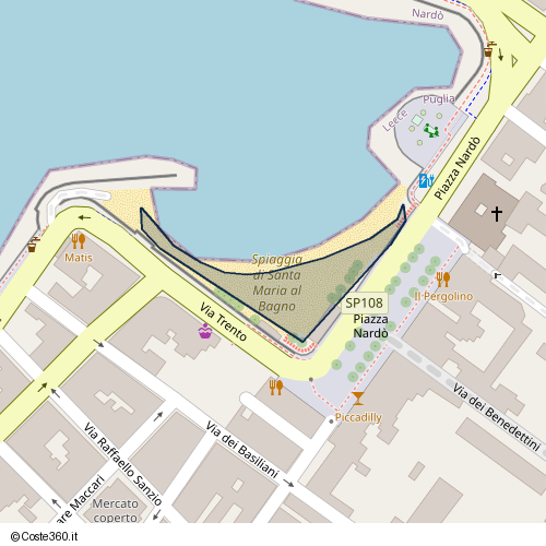 Posizione della spiaggia Spiaggia nei pressi di Piazza Nardò, Rione Bentivenga, Nardò, 73050