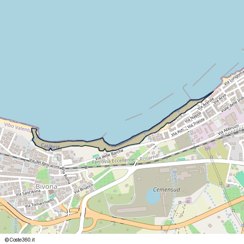 Posizione della spiaggia Spiaggia nei pressi di Via delle Barche, Vibo Valentia, 89900