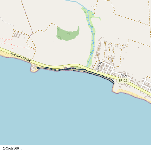 Posizione della spiaggia Spiaggia nei pressi di Viale dei Micenei, Taranto