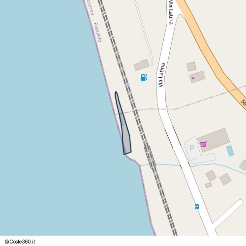 Posizione della spiaggia Spiaggia nei pressi di Via Latina, Fuscaldo, 87024