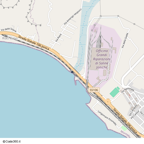 Posizione della spiaggia Spiaggia nei pressi di Strada Statale 106 Jonica, Saline Joniche, 89064