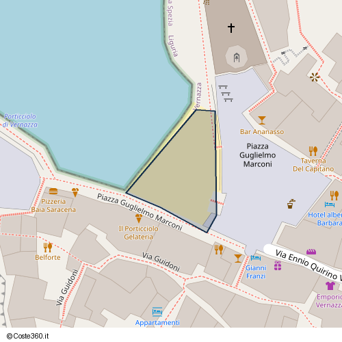 Posizione della spiaggia Spiaggia nei pressi di Piazza Guglielmo Marconi, Vernazza, 19081