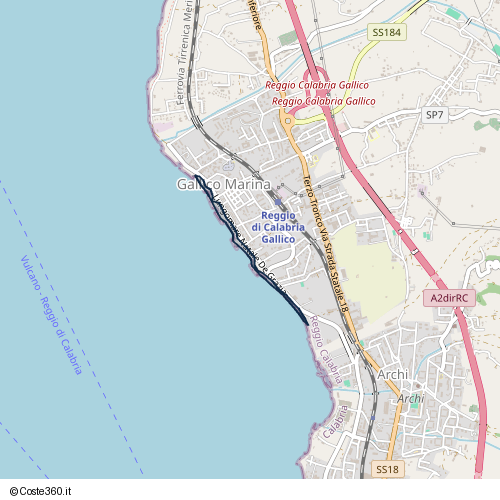 Posizione della spiaggia Spiaggia nei pressi di Via Marina, Gallico Marina, Reggio di Calabria, 89135